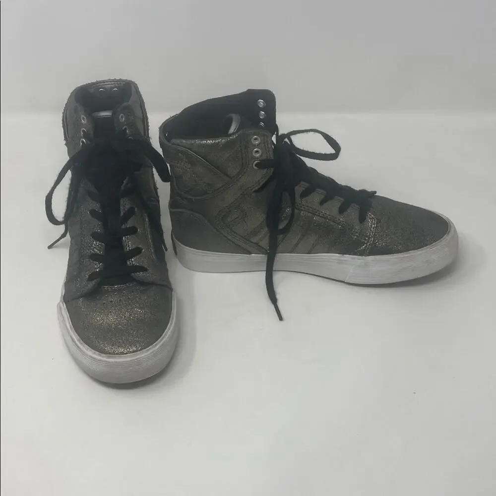 Supra Muska 001 Hightop Metallic Retro Skateboard Shoes Kid's 5/Women's 6.5